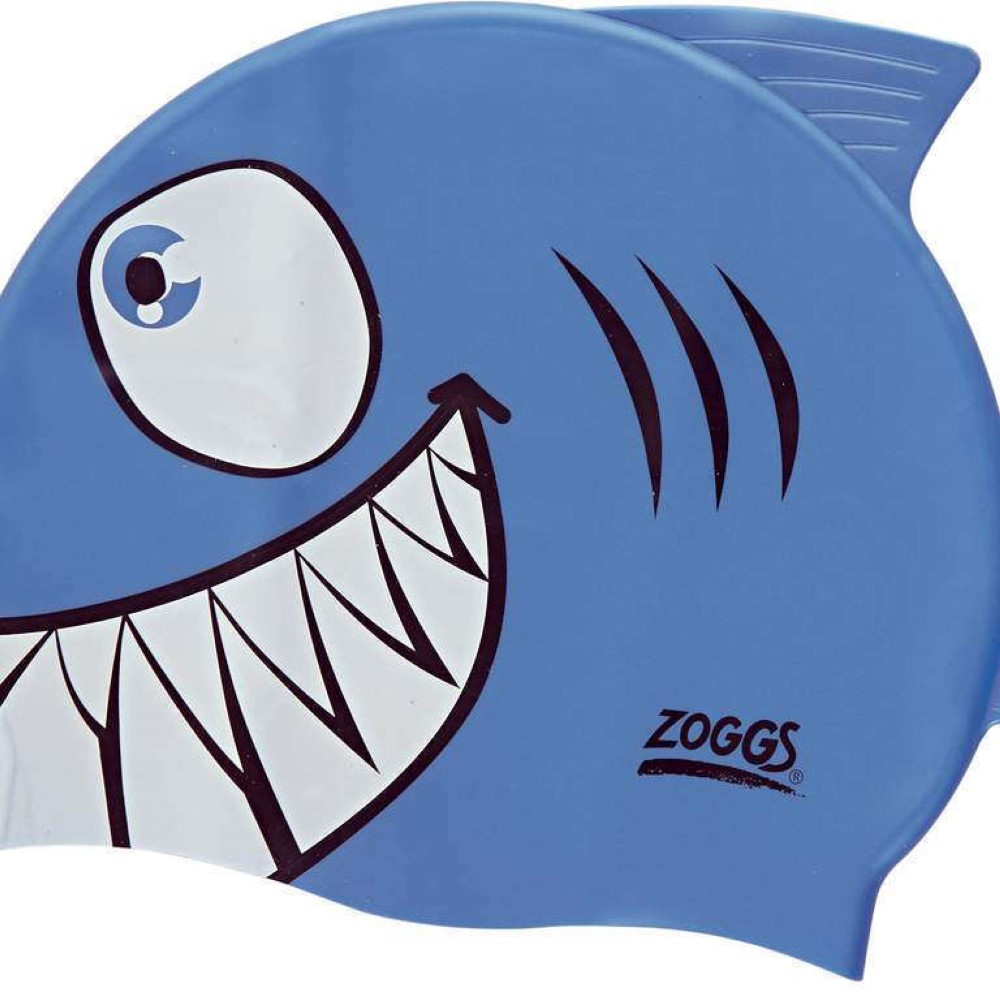 Zoggs Kids Silicone Character Swim Cap Blue Shark